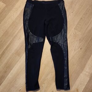 Dex Black Leggings with Leather Accents